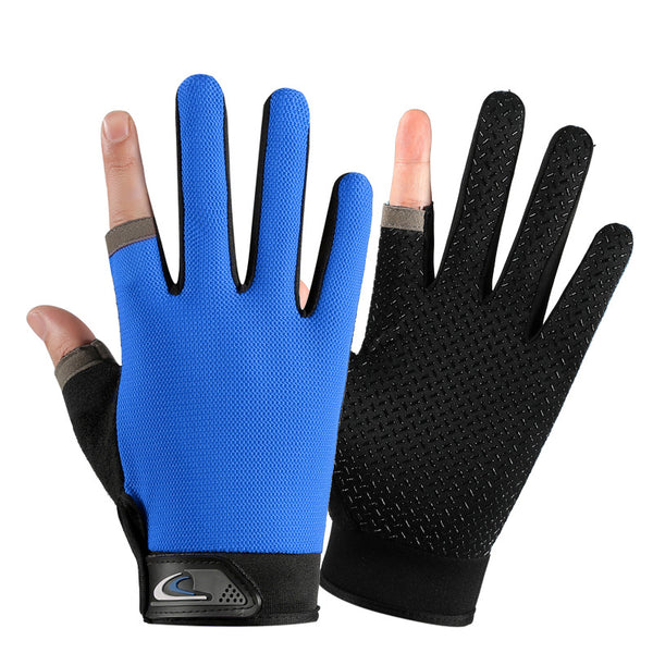 Exposed Two Finger Fishing Gloves Men's Outdoor Sunscreen Non-Slip Fly Lure Breathable Touch Screen Thin Sports Riding Gloves