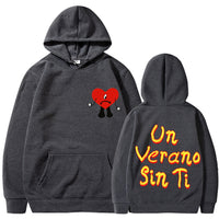 Un vera no sin ti bad bunny music album hooded sweatshirt