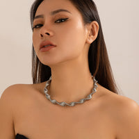 Cyberpunk metal stripe spiral open collar female personality punk snake bone necklace