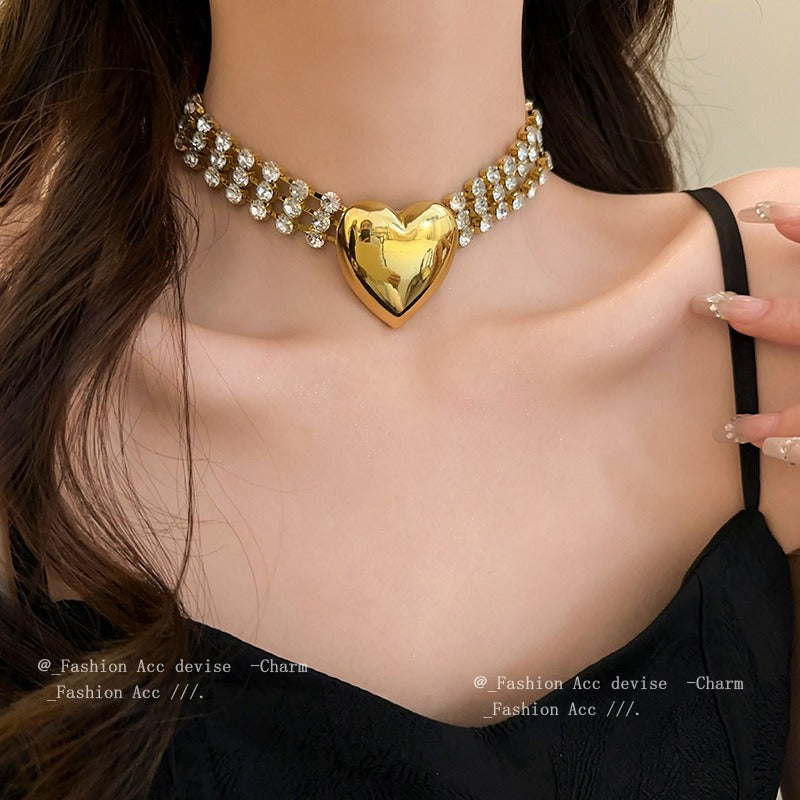 Love multi-layer diamond necklace with collarbone chain for fashion