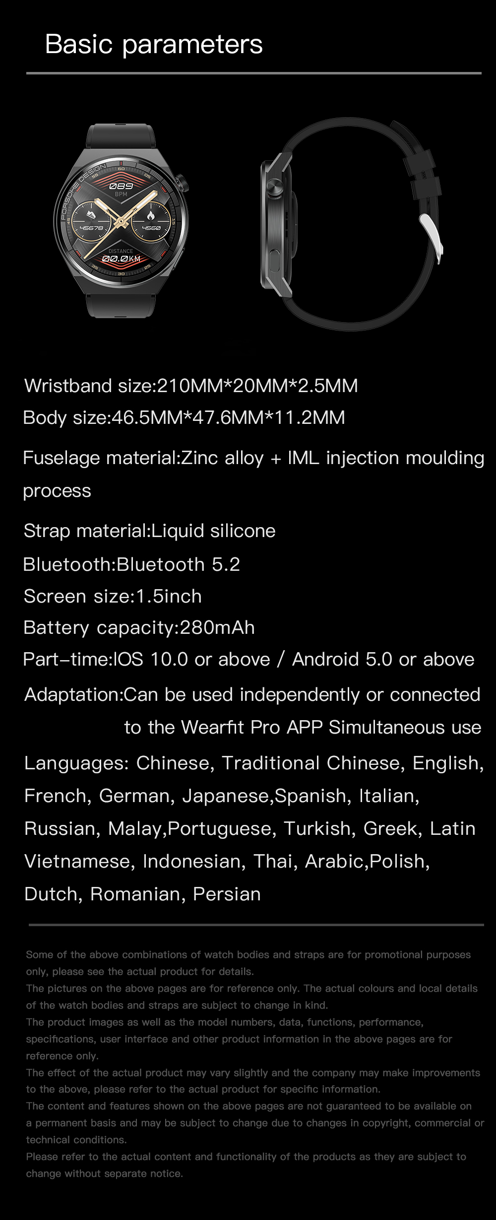 GS GT3 Pro Smart Watch Heart Rate, Blood Pressure, Blood Oxygen Monitoring Bluetooth Sports Watch Bracelet