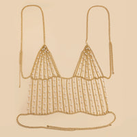 Fashionable electroplated metal aluminum chain geometric set clothing with simple tassel imitation pearl waist chain