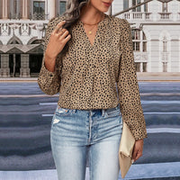 Spring and Autumn Style European and American Women's Multi color Long sleeved Leopard print Shirt for Women