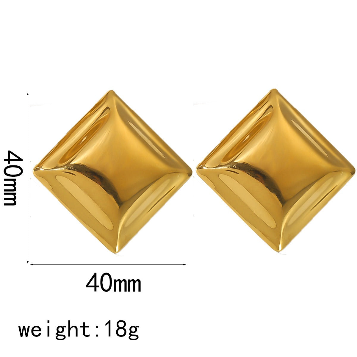 Square concave convex stainless steel earrings, women's titanium steel earrings