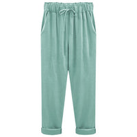 Pants women's cotton and linen cropped pants loose and thin linen women's pants