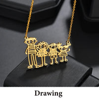 DIY Cutsom Drawing Art Necklaces Personalized Stainless Steel Kids Artwork Logol Pendant Jewelry Gifts for Family Children