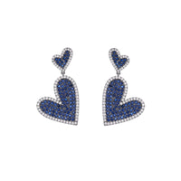 أقراط مبالغ فيها، ذات طابع جوي، فاخرة وخفيفة الوزن، أقراط راقية من الزركون الكامل مطبوعة على شكل قلب أقراط على شكل قلب