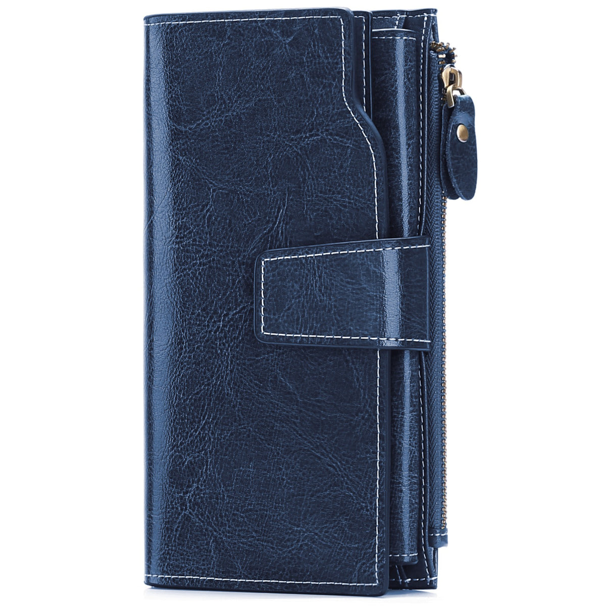 Genuine leather women's wallet long oil wax cowhide women's multi card wallet