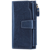 Genuine leather women's wallet long oil wax cowhide women's multi card wallet