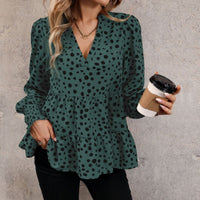Spring and Autumn European and American Fashion Women's Long sleeved Leopard print Shirt Women's Style