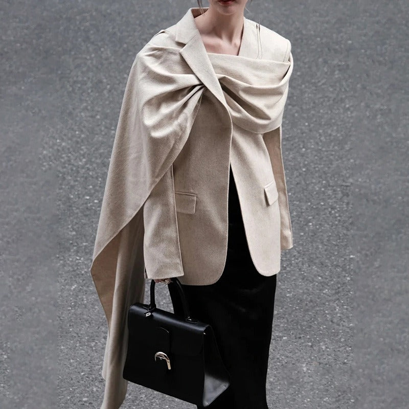 Scarf collar suit for autumn and winter, new variety of wearing methods, versatile and slimming design, casual jacket