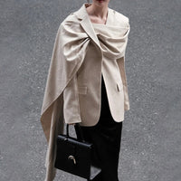 Scarf collar suit for autumn and winter, new variety of wearing methods, versatile and slimming design, casual jacket