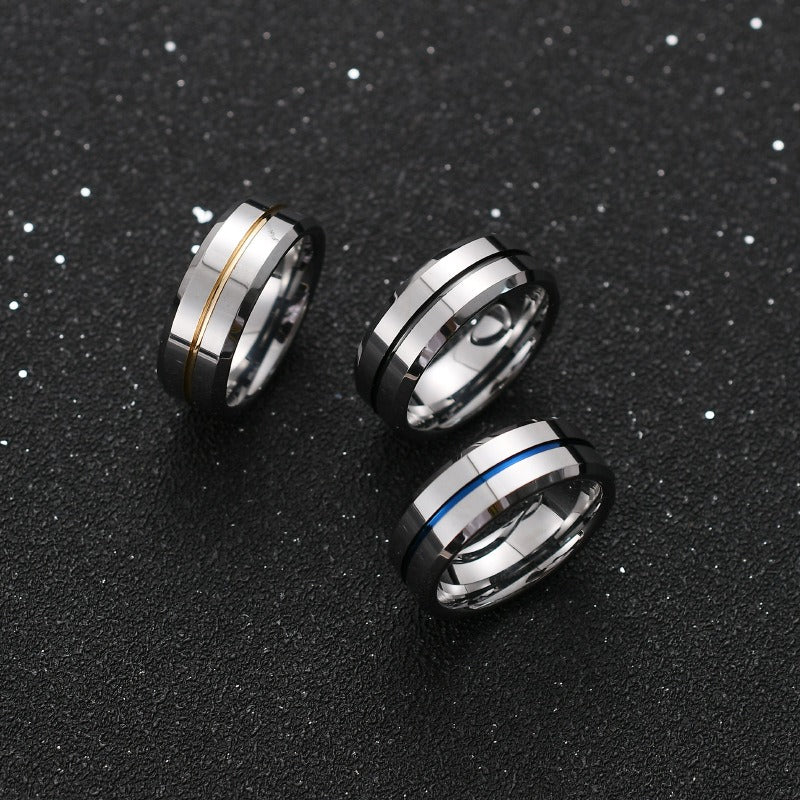 Men's domineering ring, concave and messy personality, blue student tail ring