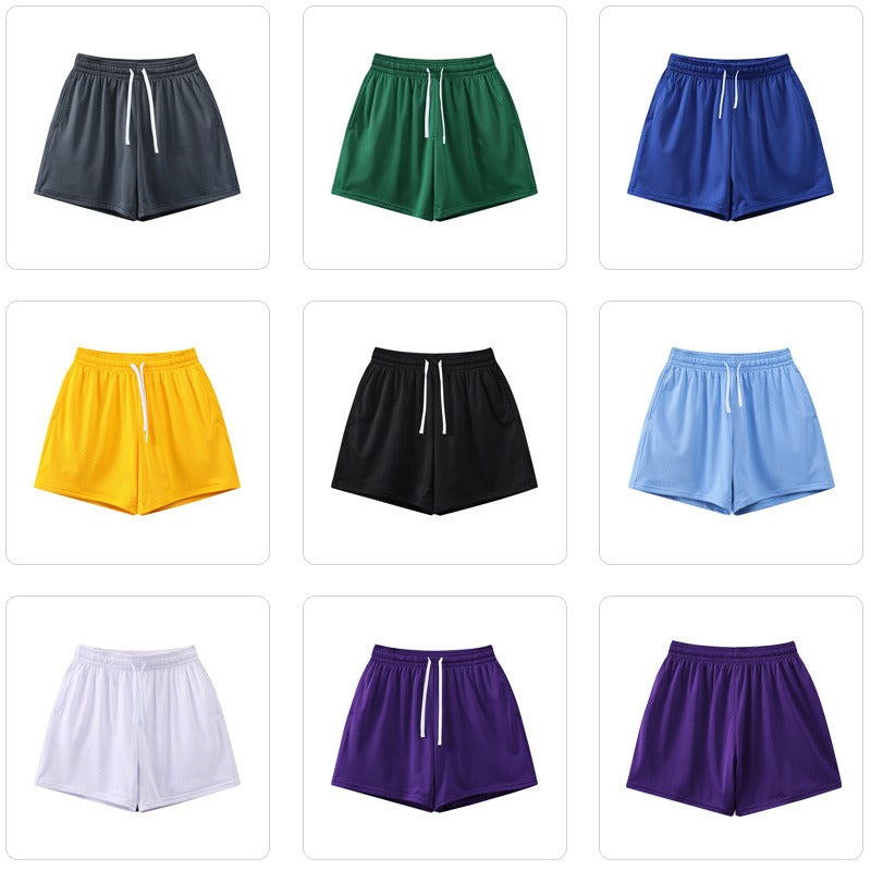 Sports Training Quarter Shorts Mens Over Knee Sports Pants Summer Training Fitness Two Layer Mesh Breathable Basketball Pants