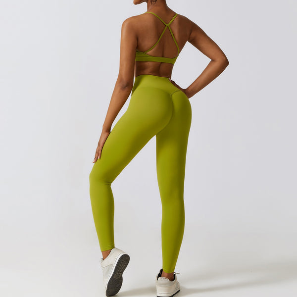 Tight yoga suit, nude quick drying exercise set, slimming fitness suit set