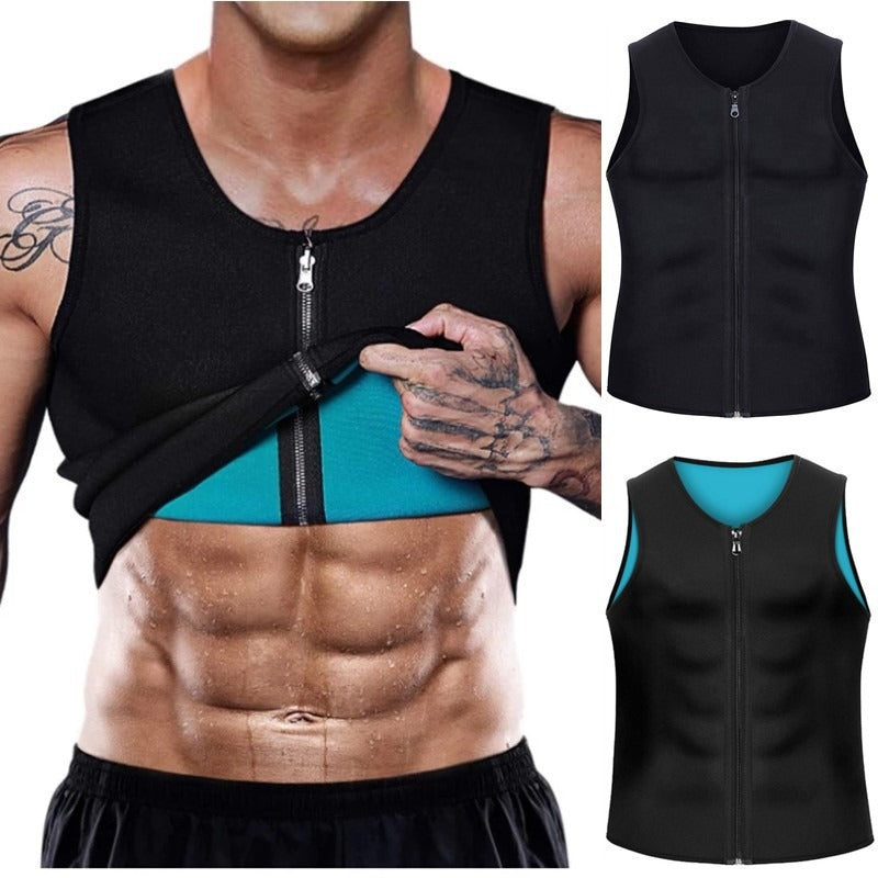 Men's sports shapewear, zipper vest, sweatshirt, chloroprene rubber sweatshirt, fitness corset
