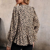 Spring and Autumn European and American Fashion Women's Long sleeved Leopard print Shirt Women's Style