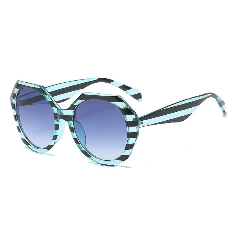 New Fashion Irregular Frame Sunglasses Ladies Ins Trendy Striped Large Frame Sunglasses
