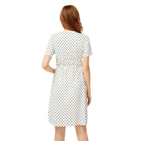 Pregnant women's polka dot round neck short sleeved nursing dress