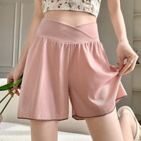 Pregnant women's safety pants, summer anti glare, ice silk loose low waisted bottom shorts, worn over summer in large sizes