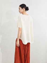 Wrinkle T-shirt Loose Irregular Fashion Top for Women