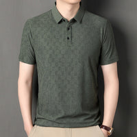 Business casual summer fashion seamless flip collar ice silk top Father's Day