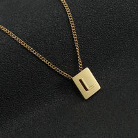 Stainless steel square letter necklace design titanium steel 26 letter necklace for women