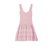 French socialite heavy industry hollowed out A-line vest skirt with waistband and slim knit strap dress