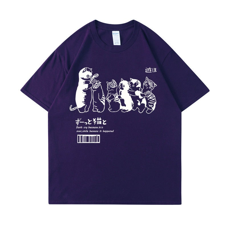 تي شيرت مرح كات مواء فضفاض