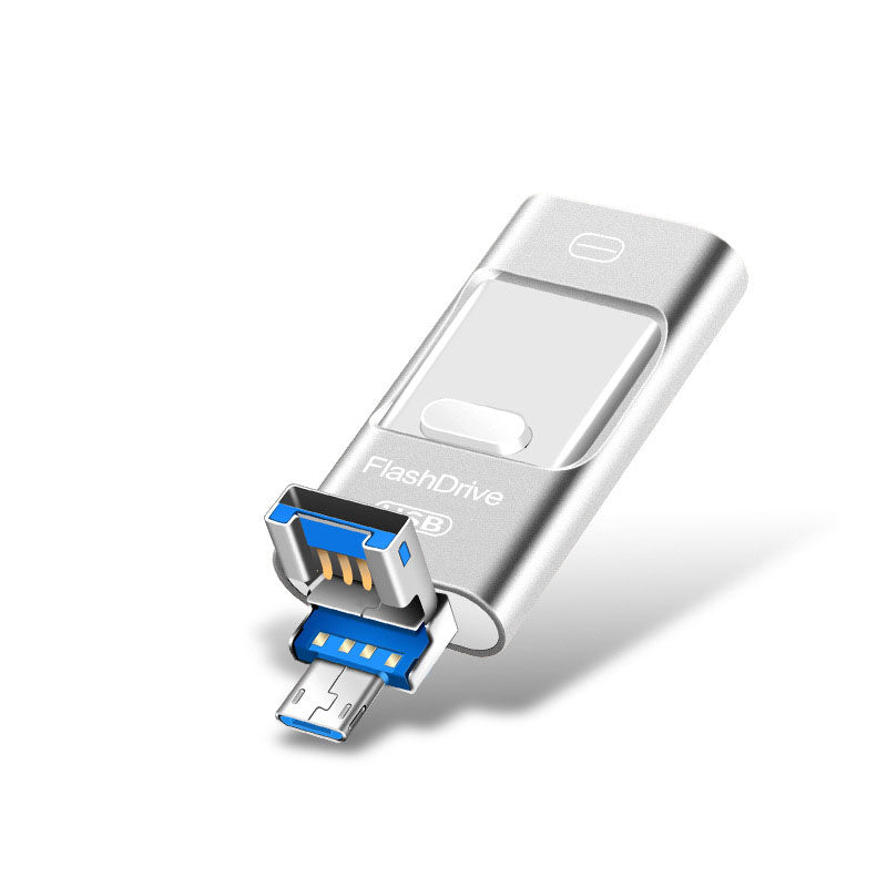 Mobile USB flash drive suitable for Apple Android three in one USB flash drive, metal rotating sliding USB flash drive