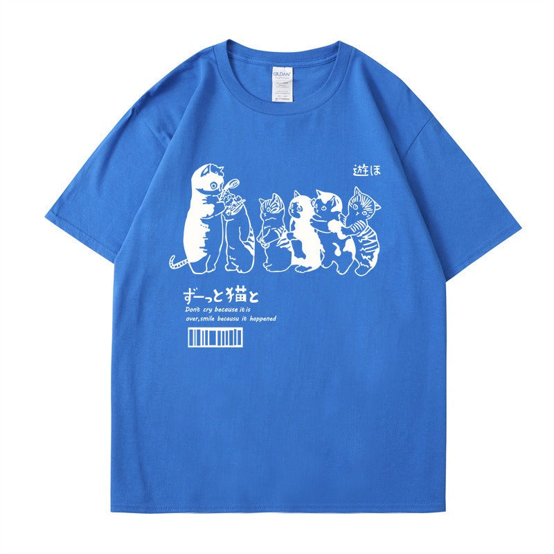 تي شيرت مرح كات مواء فضفاض