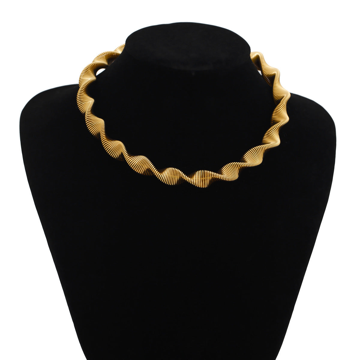 Cyberpunk metal stripe spiral open collar female personality punk snake bone necklace