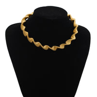 Cyberpunk metal stripe spiral open collar female personality punk snake bone necklace