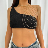 Sexy geometric U-shaped tassel single shoulder body chain, trendy hanging neck chain
