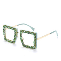 New Square Plain Glasses Hand-Encrusted Fashion Flat Mirror Anti-Blue Light Computer Glasses Frame