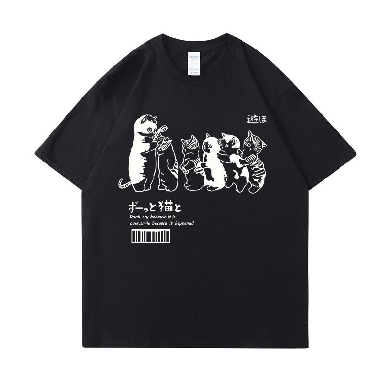 تي شيرت مرح كات مواء فضفاض