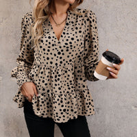 Spring and Autumn European and American Fashion Women's Long sleeved Leopard print Shirt Women's Style