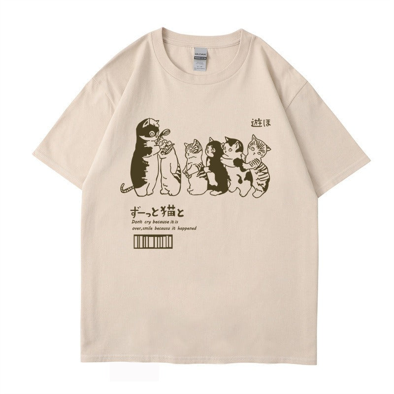 تي شيرت مرح كات مواء فضفاض