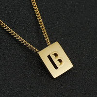 Stainless steel square letter necklace design titanium steel 26 letter necklace for women
