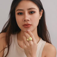 Baroque Round Irregular Curved Ring Ring Smooth Plain Ring Female Ring