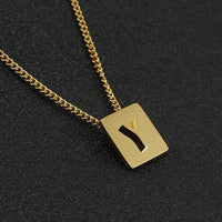Stainless steel square letter necklace design titanium steel 26 letter necklace for women