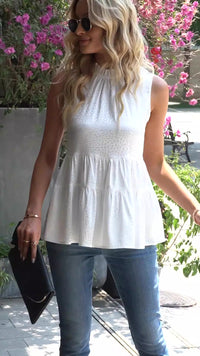 Sleeveless temperament women's clothing, spring and summer collection waist round neck top for women