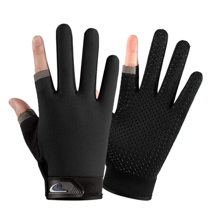 Exposed Two Finger Fishing Gloves Men's Outdoor Sunscreen Non-Slip Fly Lure Breathable Touch Screen Thin Sports Riding Gloves