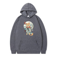 Men's and Women's Day Mane Chai Dog Illustrated Print Casual Hooded Sweater