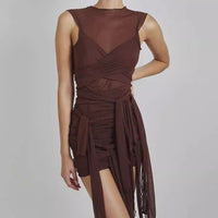 Sexy slim fit mesh dress dopamine summer outfit with a youthful and sweet spicy style