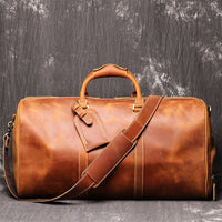European and American retro men's genuine leather handbag travel bag women's crazy horse leather crossbody large luggage bag cowhide gym bag