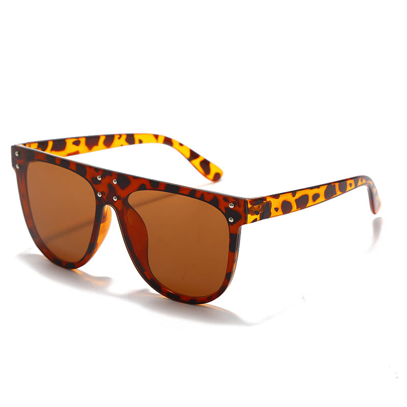 New Conjoined Large-Frame Sunglasses Fashion Rivets Colorful Mercury Sunglasses Women's Semi-Circular Frame Glasses