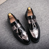Men's British style casual leather shoes with foot covers and elevated leather shoes