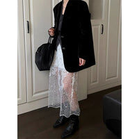 Fashionable and westernized heavy industry half skirt, versatile floral gauze skirt