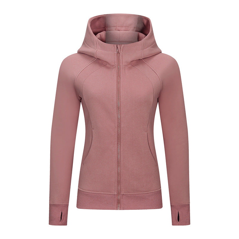 Autumn And Winter New Thickened Thermal Hooded Sports Jacket For Women Casual Wear Yoga Training Fitness Jacket